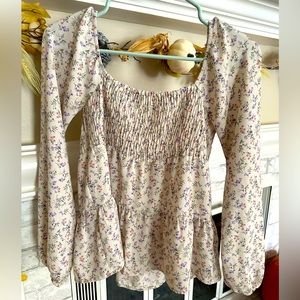 Molly Green Floral Babydoll Blouse Size Small Like New!